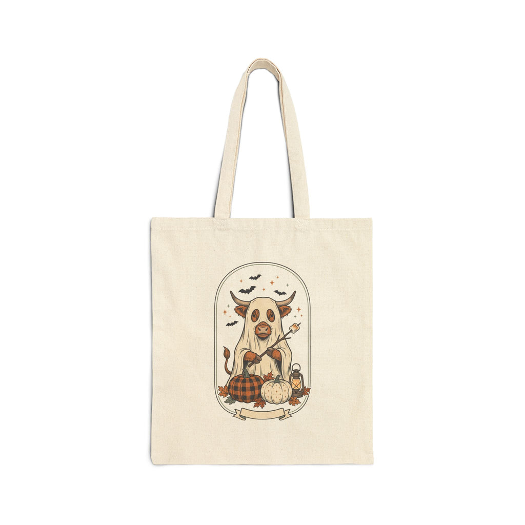 Spooky Halloween Dog Tote | Canvas Pumpkin Bat Autumn Tote