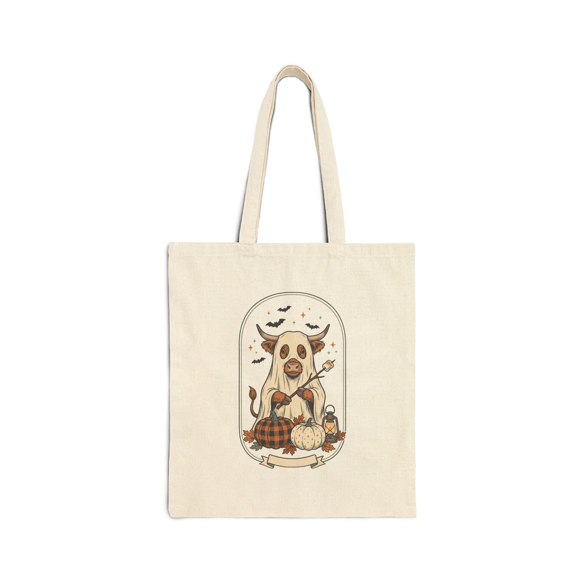 Spooky Halloween Dog Tote | Canvas Pumpkin Bat Autumn Tote