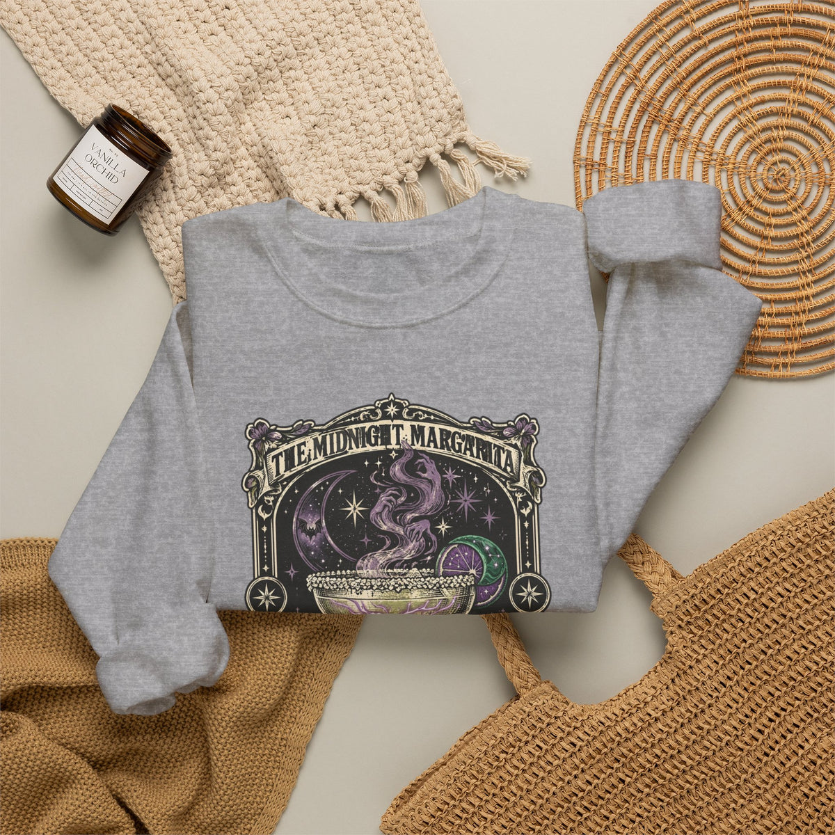Midnight Margarita Illustration Sweatshirt | Moonlit Cocktail, Mystic Baroque