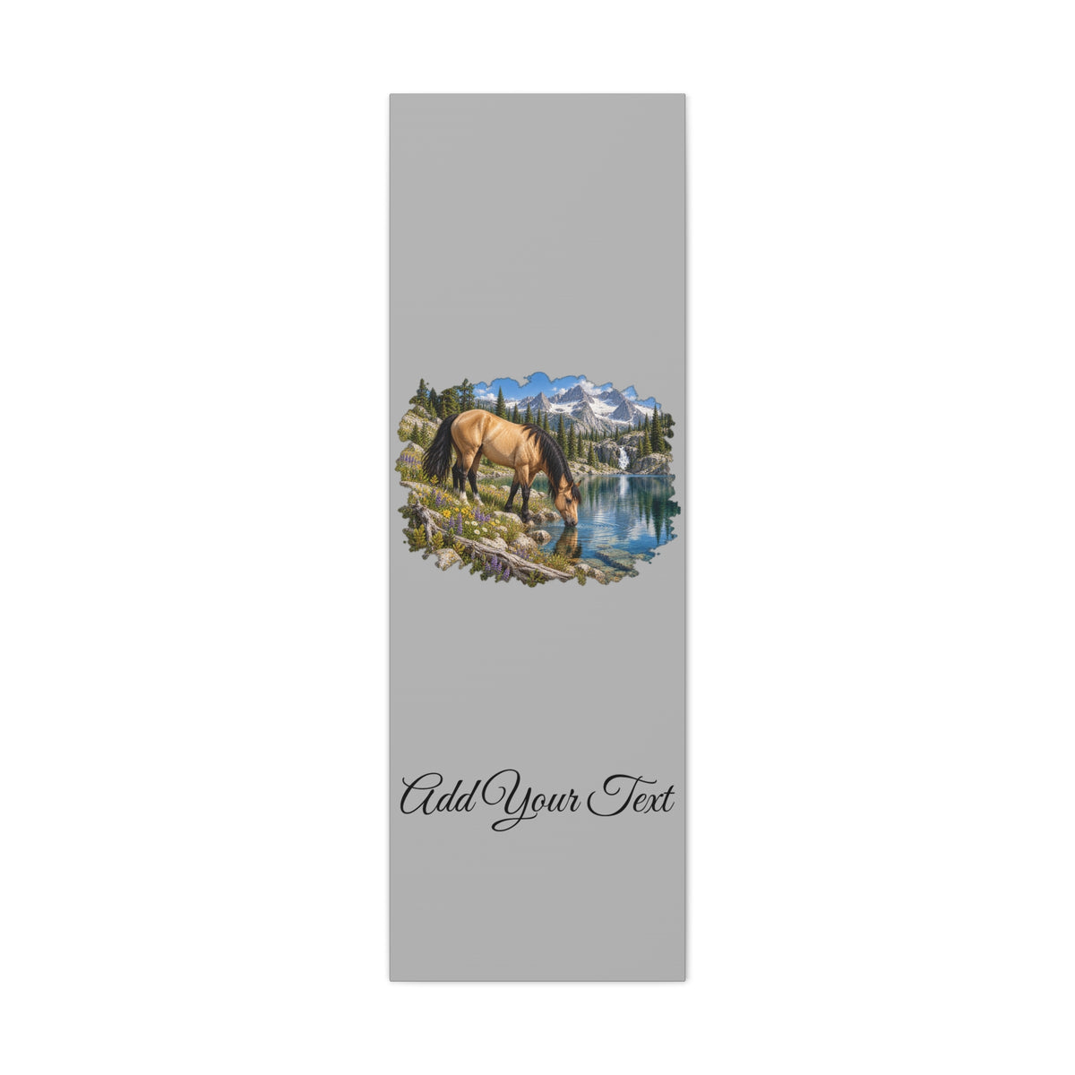 UKW Horse Collection - Personalized Canvas - Horse by Mountain Lake Canvas — Custom Text Stretched Matte Wall Art