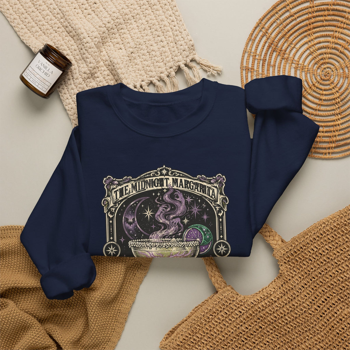 Midnight Margarita Illustration Sweatshirt | Moonlit Cocktail, Mystic Baroque