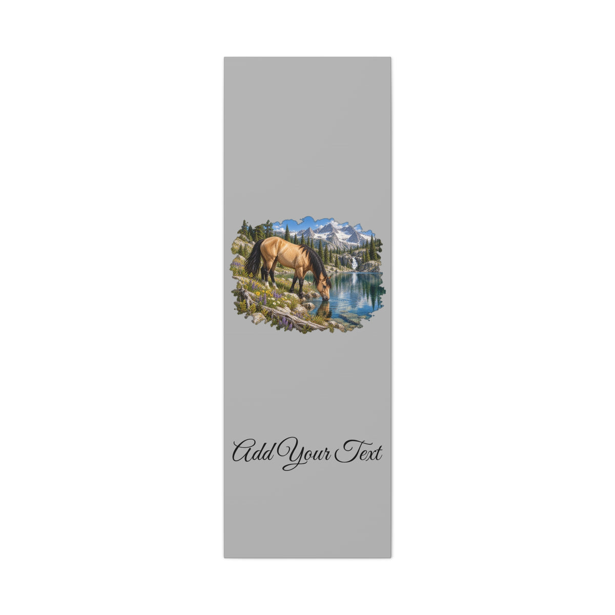 UKW Horse Collection - Personalized Canvas - Horse by Mountain Lake Canvas — Custom Text Stretched Matte Wall Art