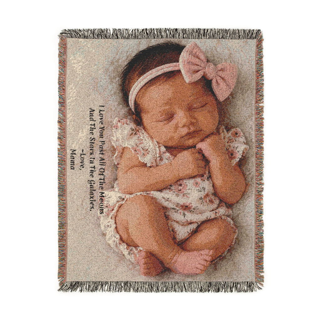 Personalized Photo & Message Woven Blanket – Custom Family, Baby, Pet & Keepsake Gift