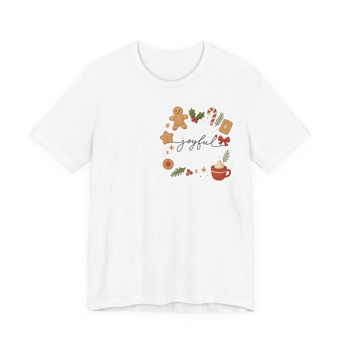 Joyful Christmas Tee — Holiday Gingerbread & Cocoa Graphic T-Shirt