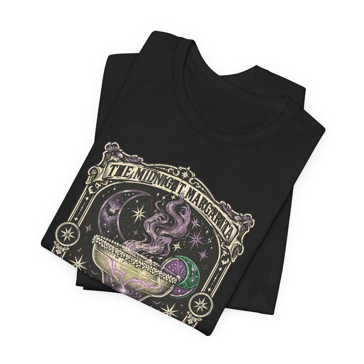 Midnight Margarita Illustration Tee | Vintage Cocktail Night, Moonlit Palms