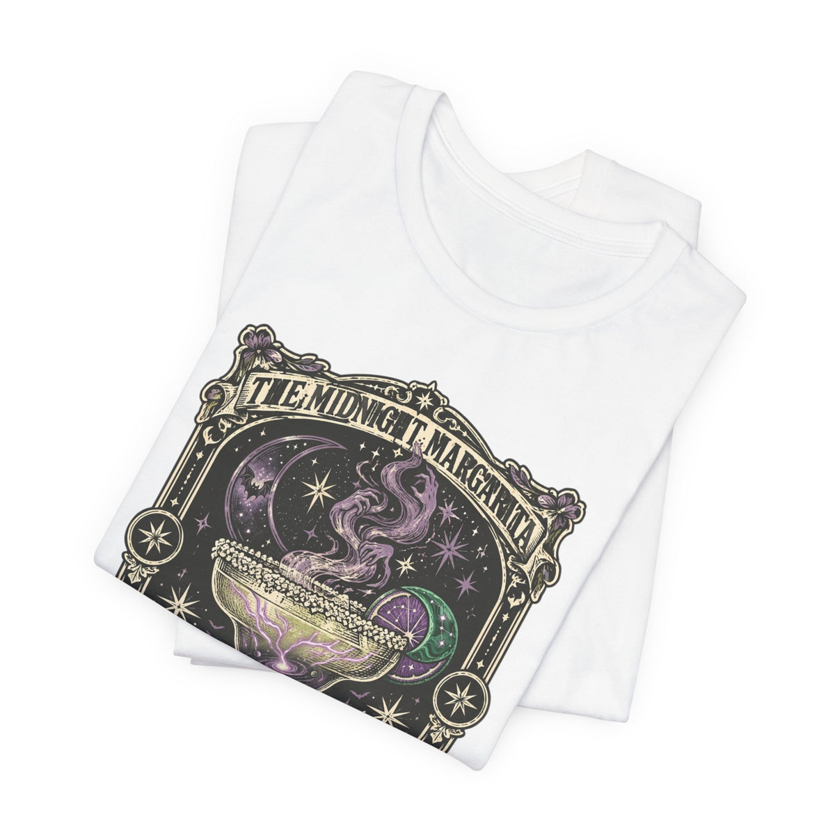 Midnight Margarita Illustration Tee | Vintage Cocktail Night, Moonlit Palms