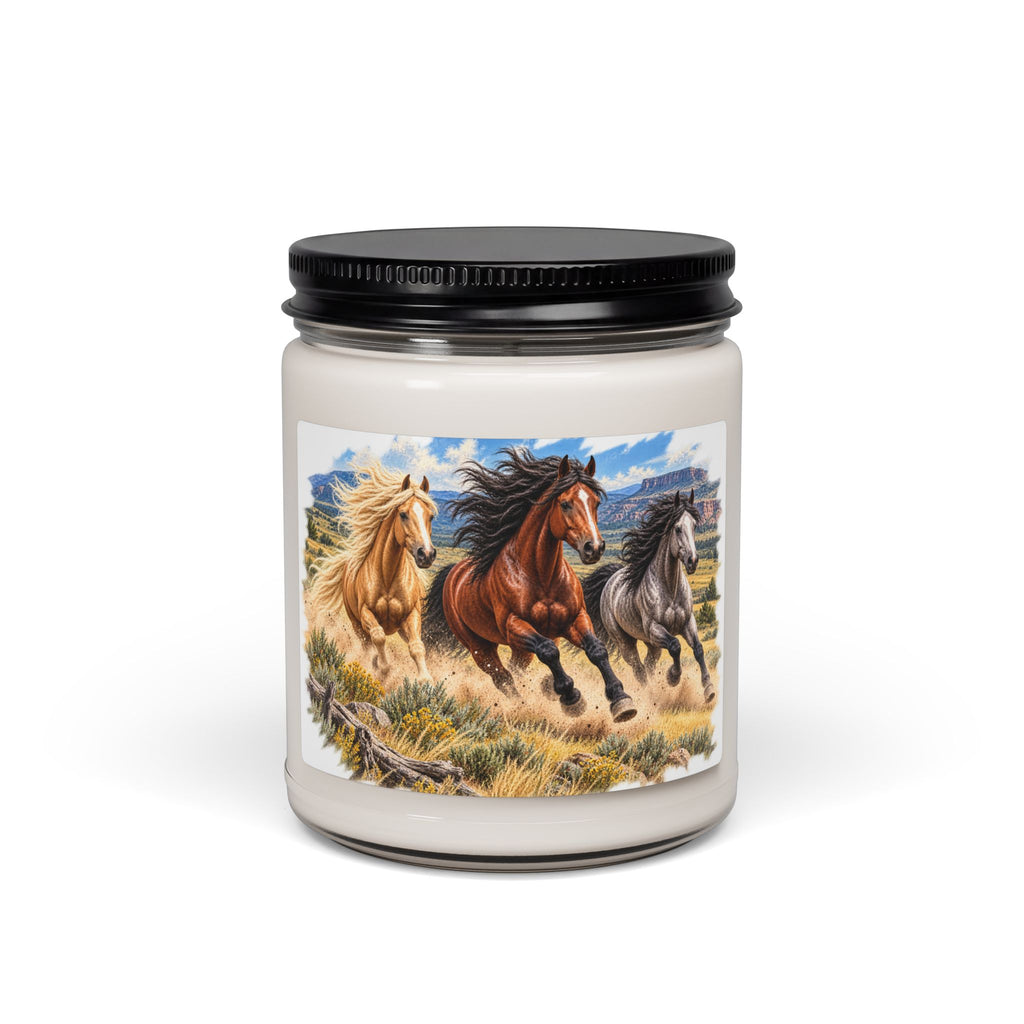 Wild Horses Scented Soy Candle — 9oz Jar (Running Horses Artwork)