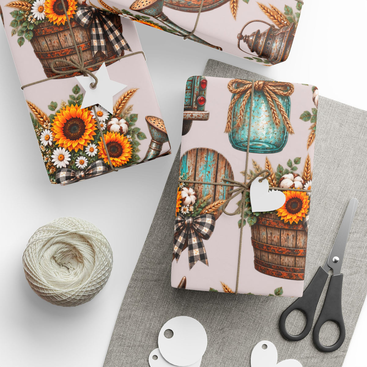 Rustic Farmhouse Sunflower Wrapping Paper