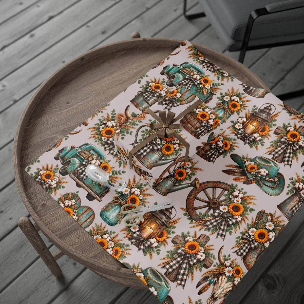 Rustic Farmhouse Sunflower Wrapping Paper