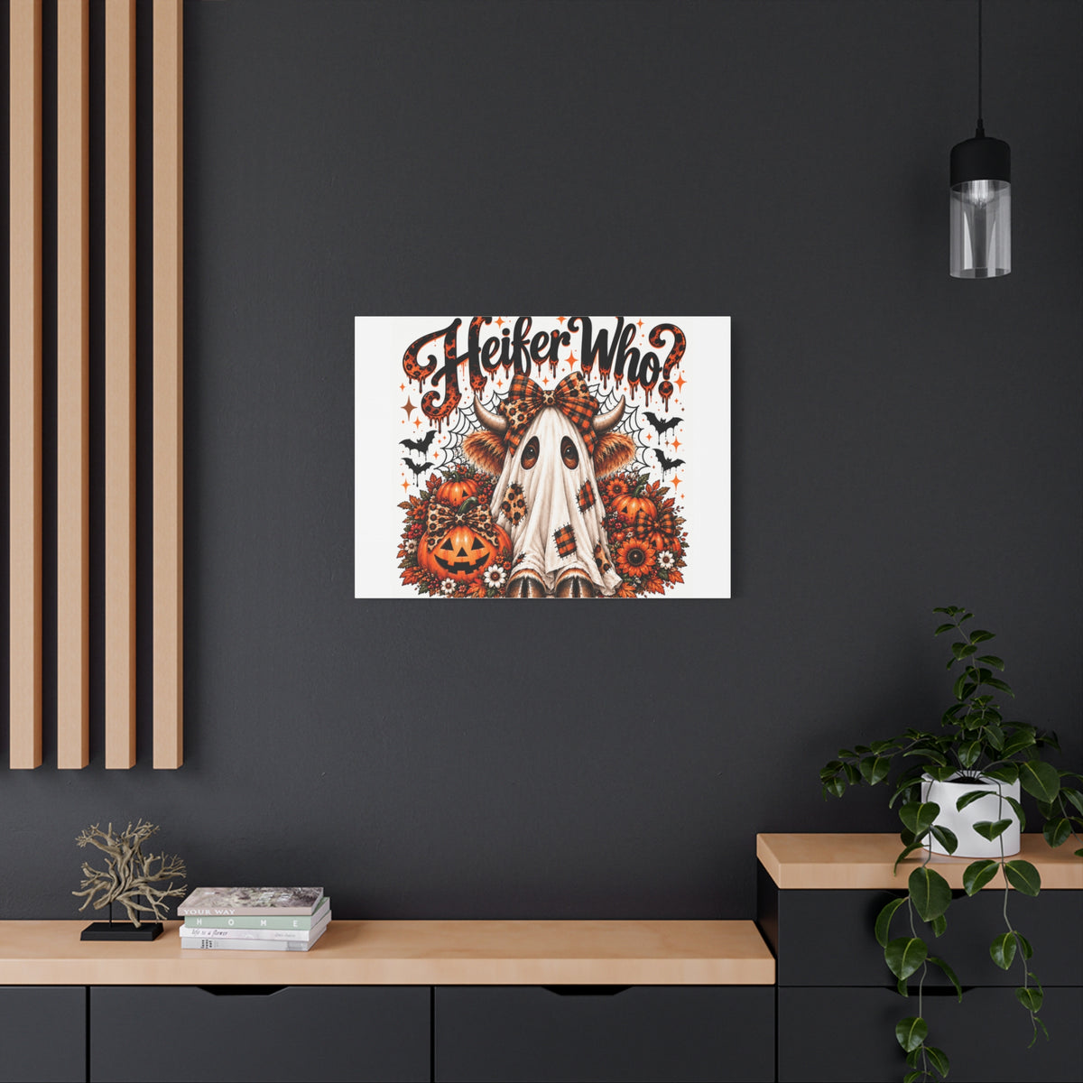Halloween Highland Cow Ghost Matte Canvas