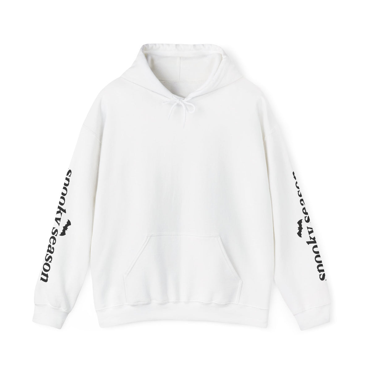 Spooky Season Ghosts Hoodie — Cute Halloween Pullover with Sleeve Text