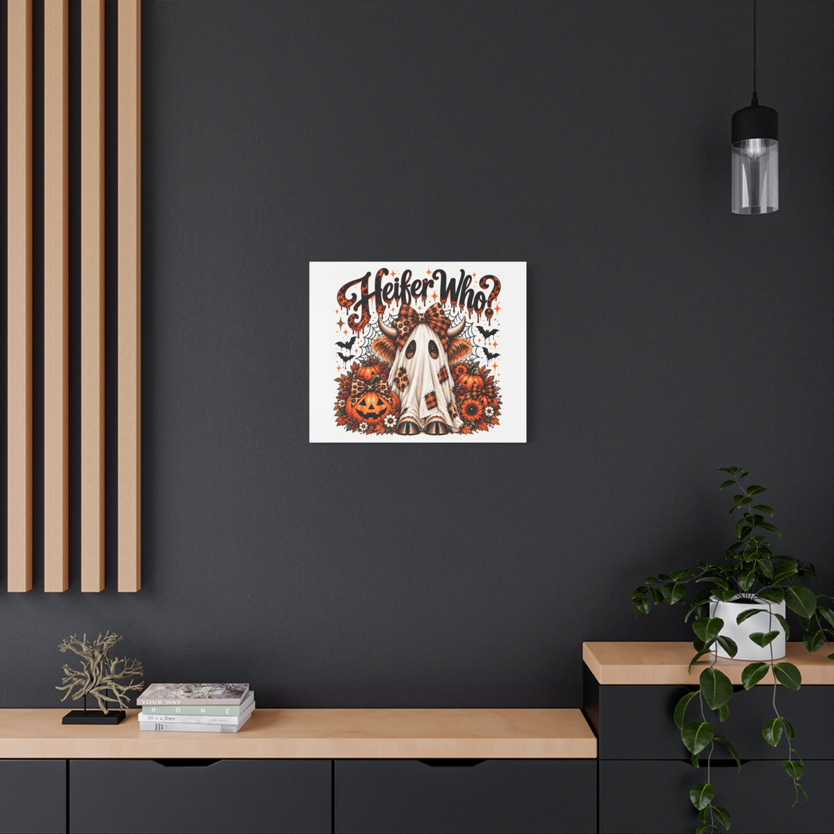 Halloween Highland Cow Ghost Matte Canvas