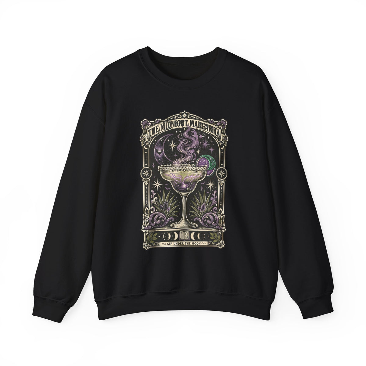 Midnight Margarita Illustration Sweatshirt | Moonlit Cocktail, Mystic Baroque