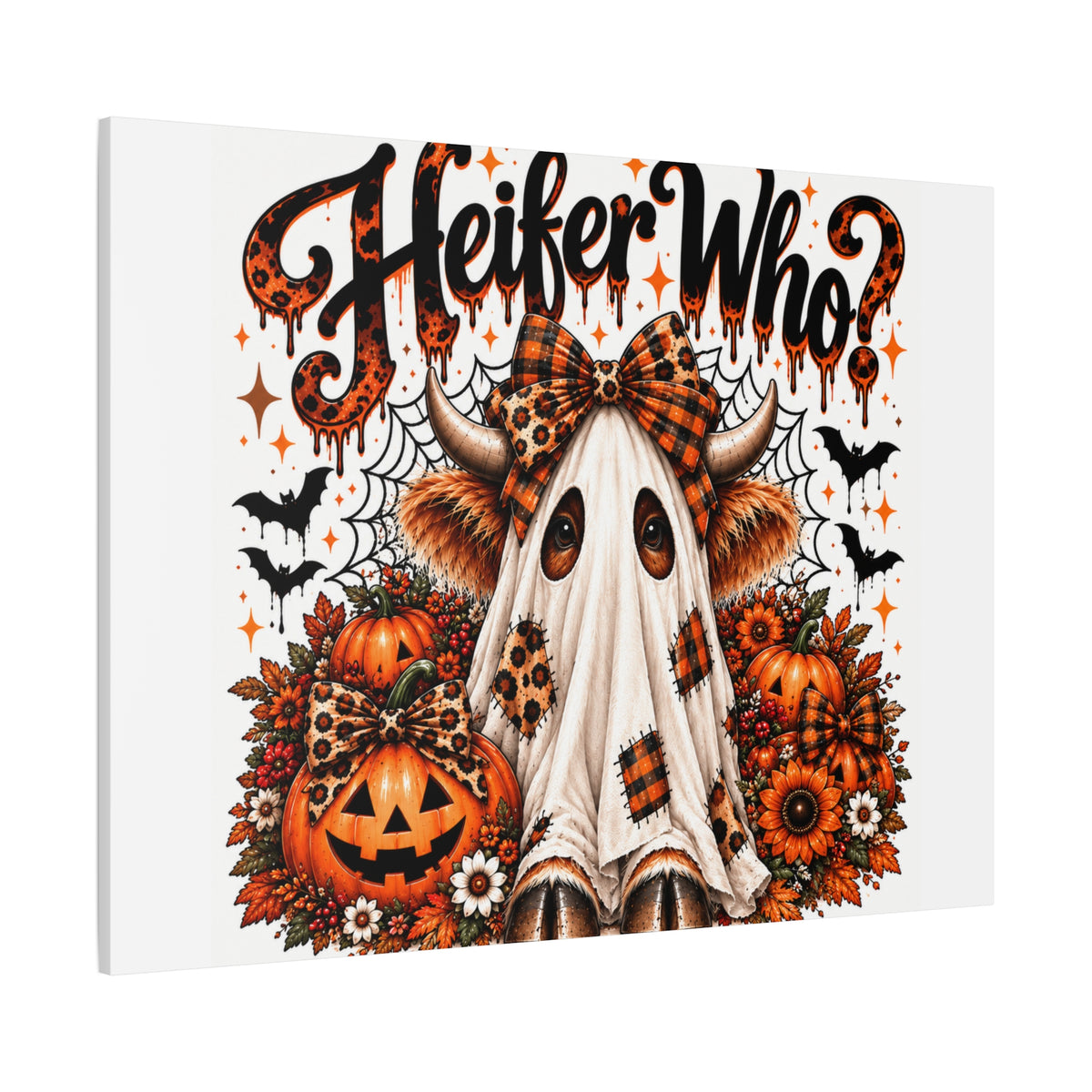 Halloween Highland Cow Ghost Matte Canvas