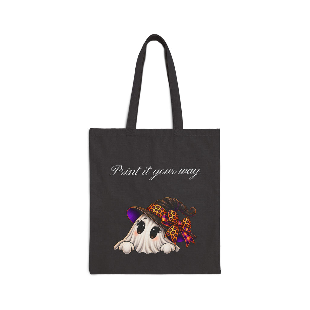 Personalized “Print It Your Way” Ghost Halloween Canvas Tote Bag