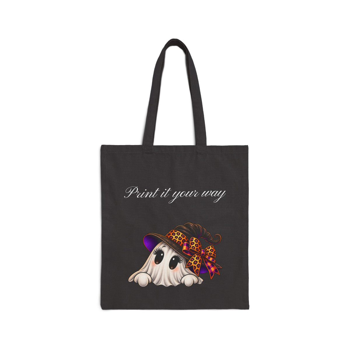 Personalized “Print It Your Way” Ghost Halloween Canvas Tote Bag