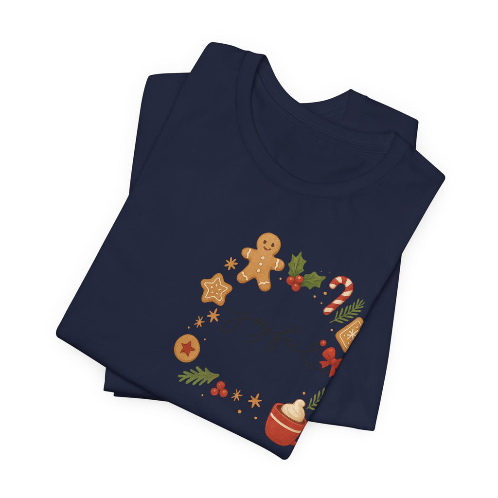 Joyful Christmas Tee — Holiday Gingerbread & Cocoa Graphic T-Shirt