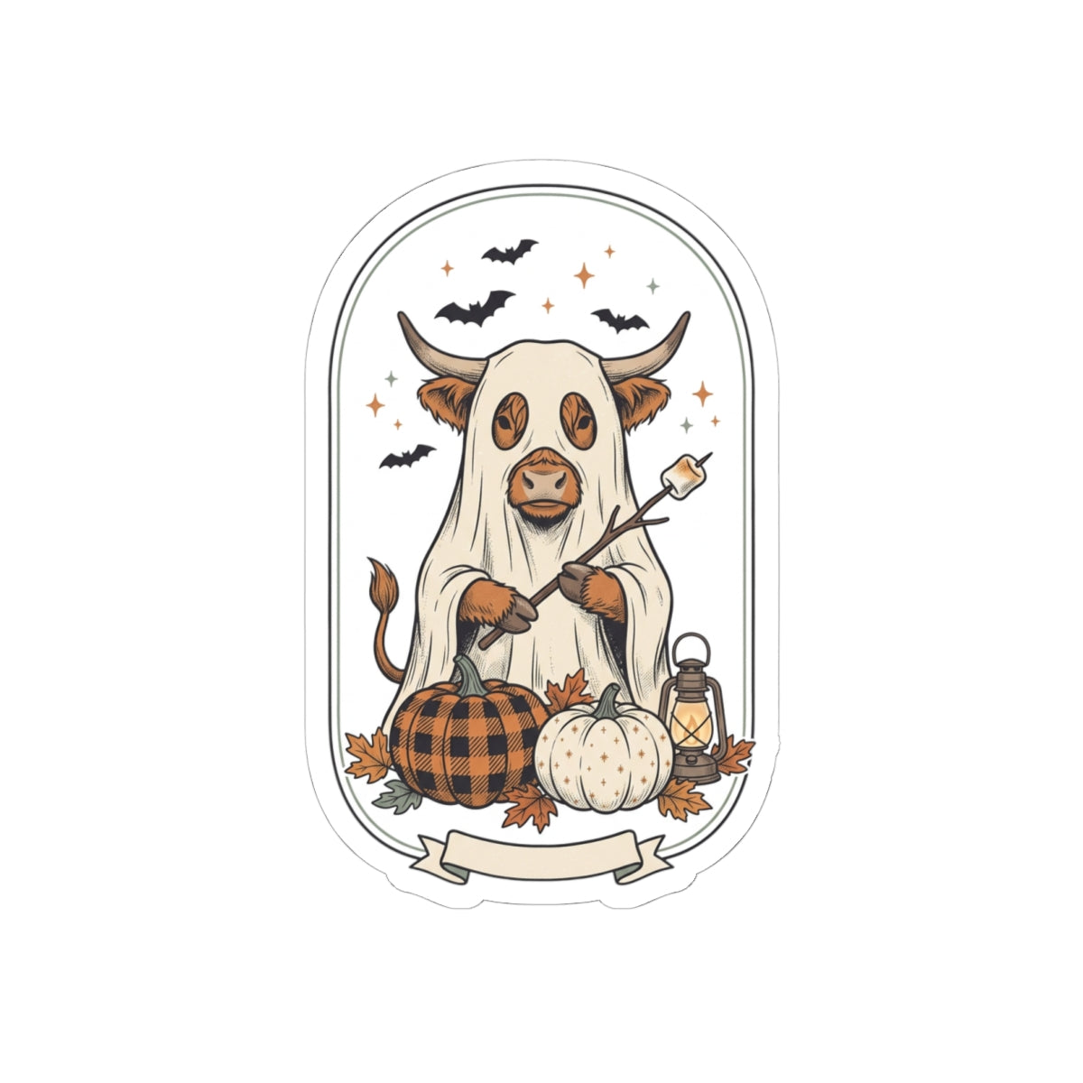 Ghost Cow Halloween Sticker | Spooky Animals, Fall Pumpkin Sticker