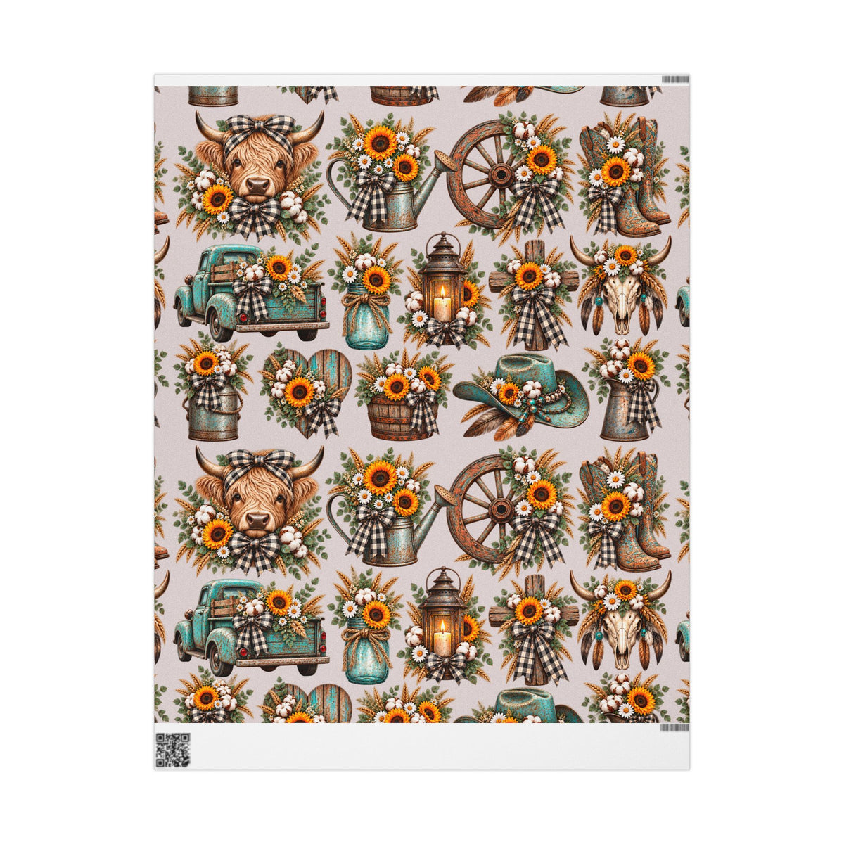 Rustic Farmhouse Sunflower Wrapping Paper