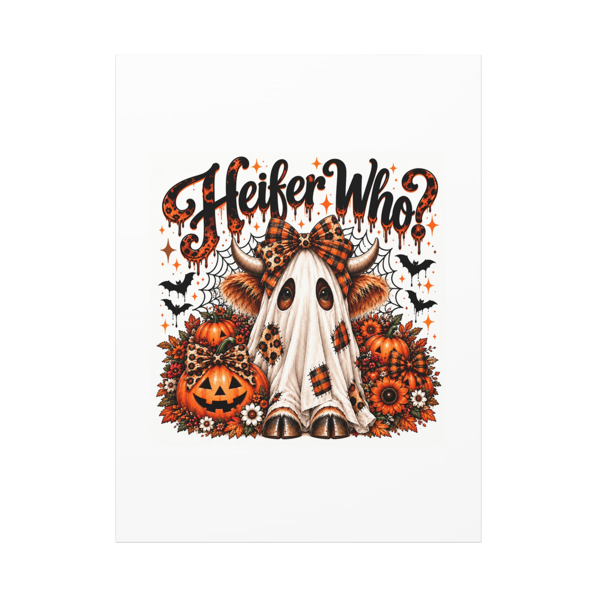 Halloween Highland Cow Ghost Matte Canvas
