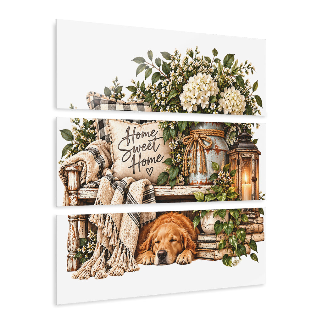 Home Sweet Home Farmhouse Dog Triptych Acrylic Print
