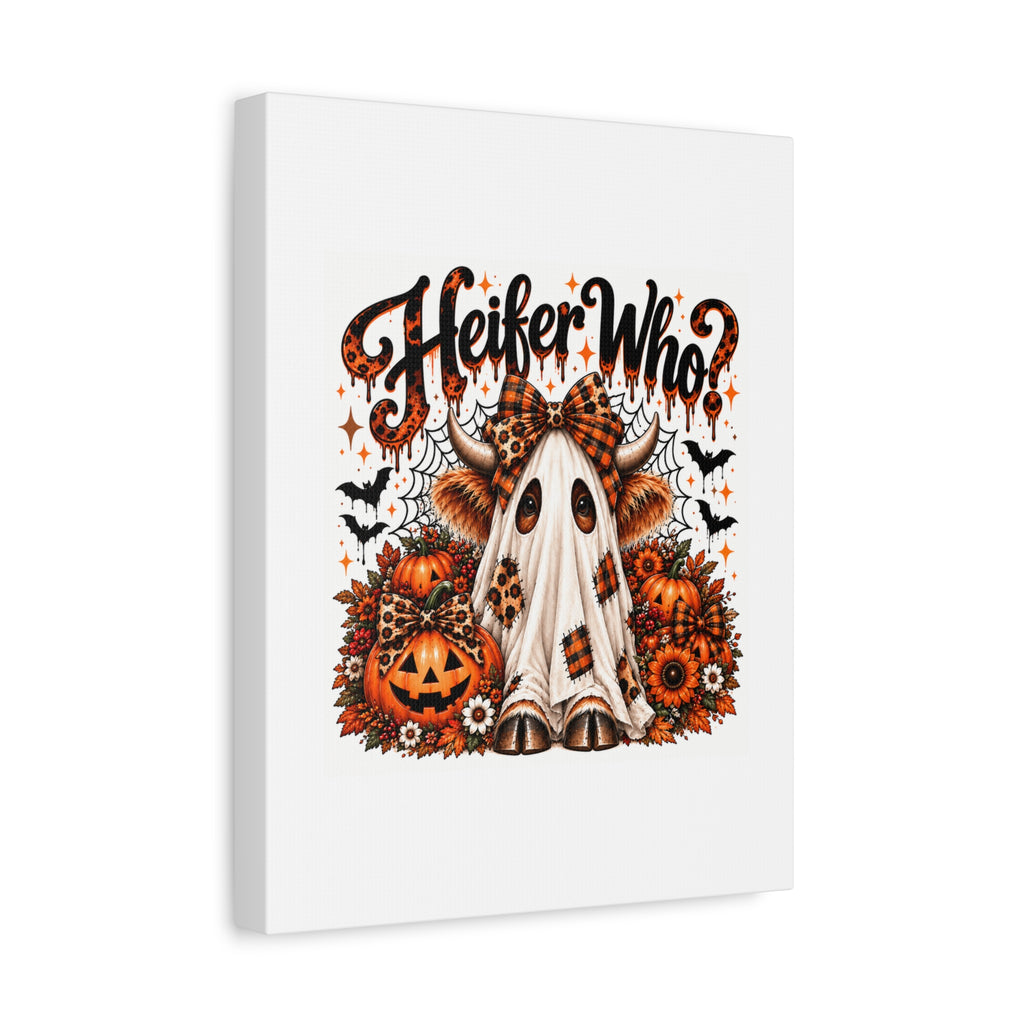 Halloween Highland Cow Ghost Matte Canvas