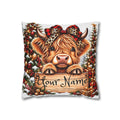 “Heifer Christmas Series”, Personalized Highland Cow Christmas Pillowcase — Spun Polyester Square Pillow