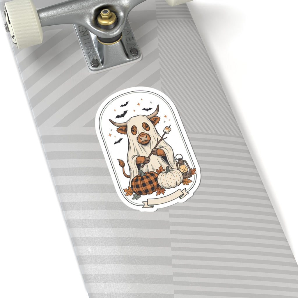 Ghost Cow Halloween Sticker | Spooky Animals, Fall Pumpkin Sticker
