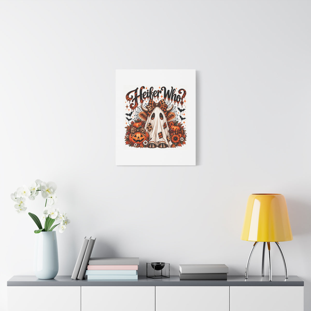 Halloween Highland Cow Ghost Matte Canvas