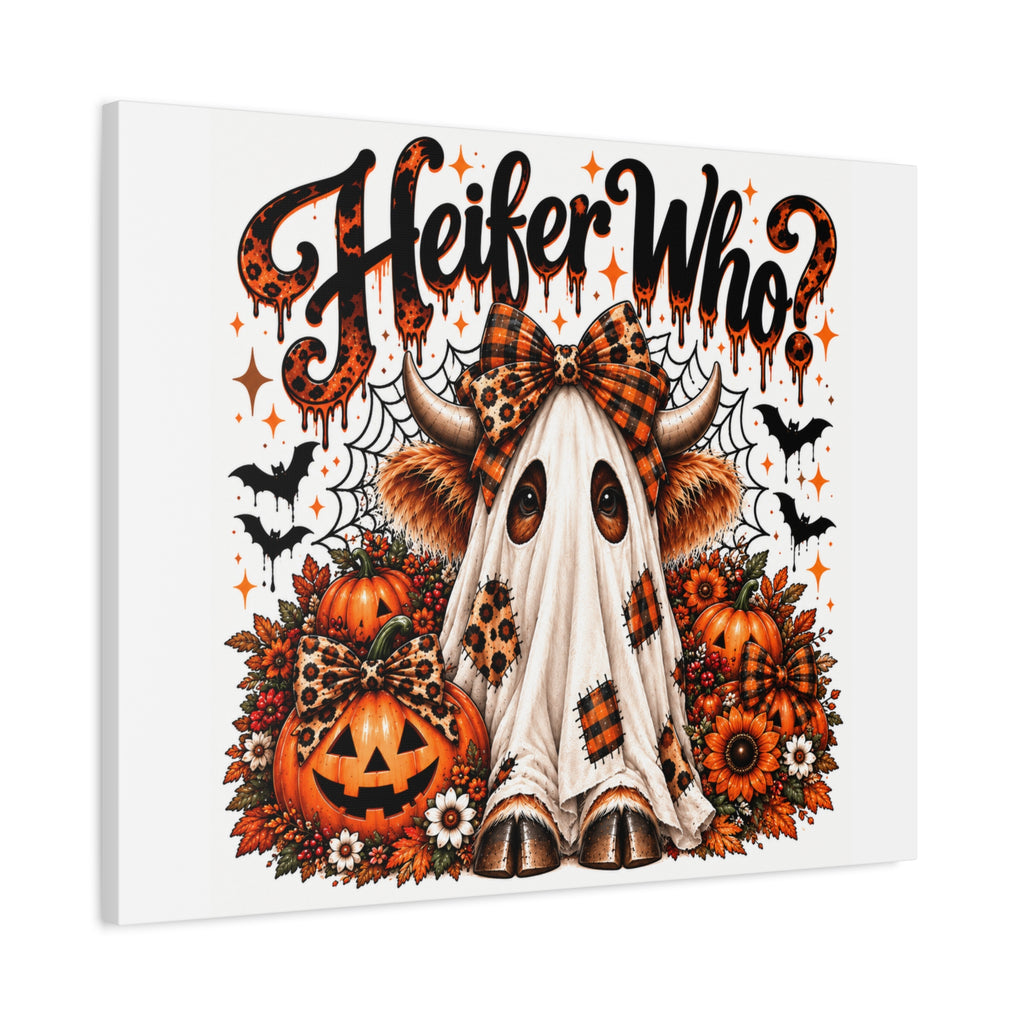 Halloween Highland Cow Ghost Matte Canvas