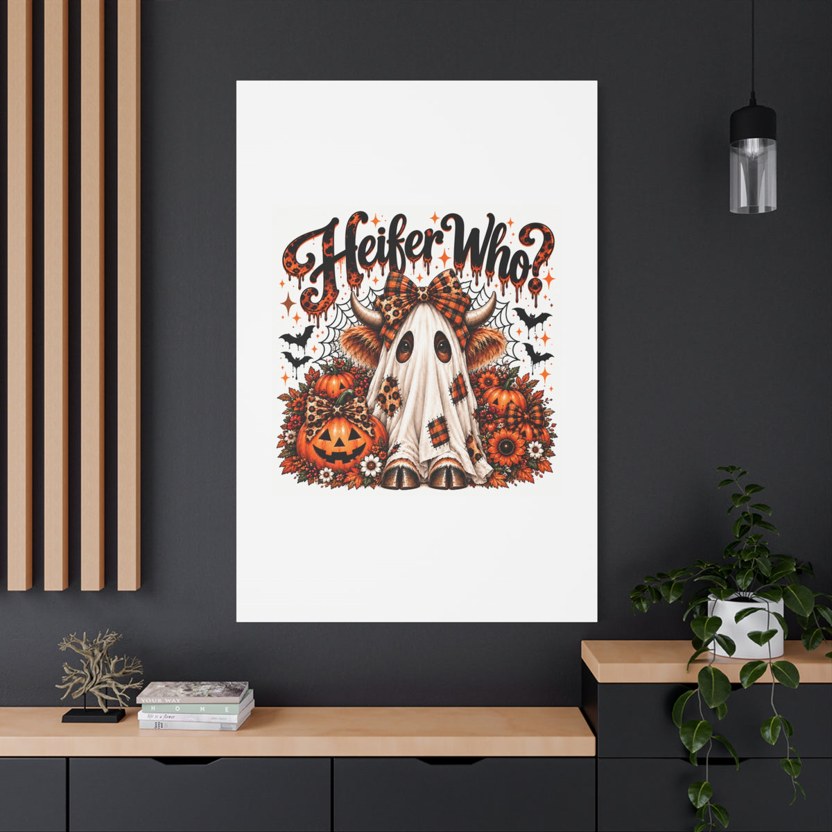 Halloween Highland Cow Ghost Matte Canvas