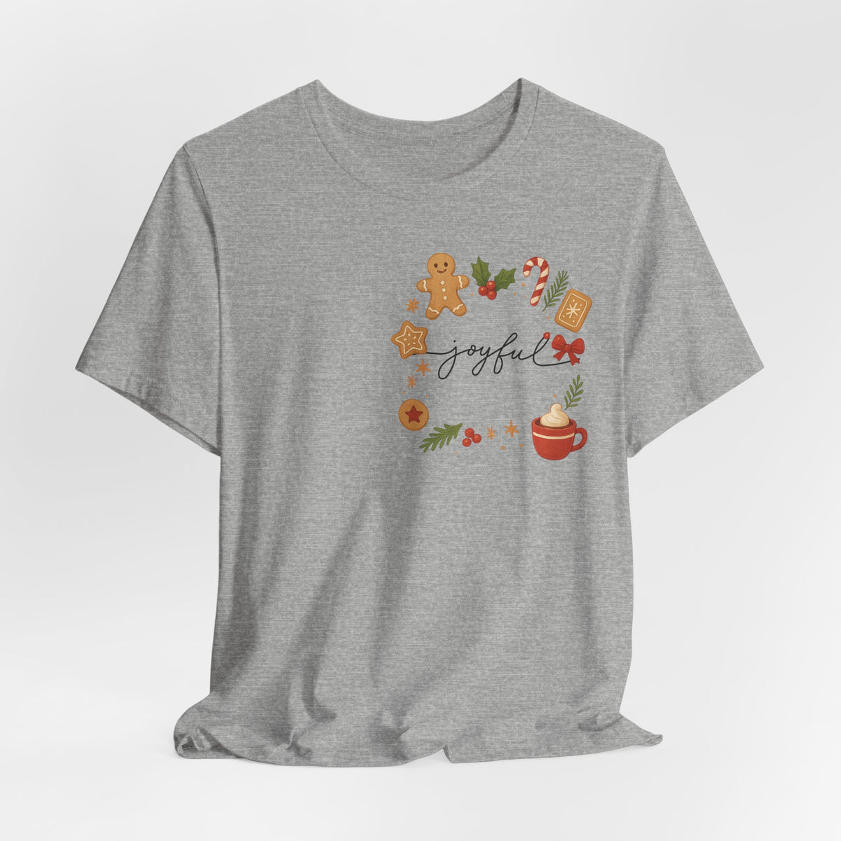 Joyful Christmas Tee — Holiday Gingerbread & Cocoa Graphic T-Shirt