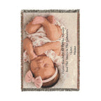 Personalized Photo & Message Woven Blanket – Custom Family, Baby, Pet & Keepsake Gift