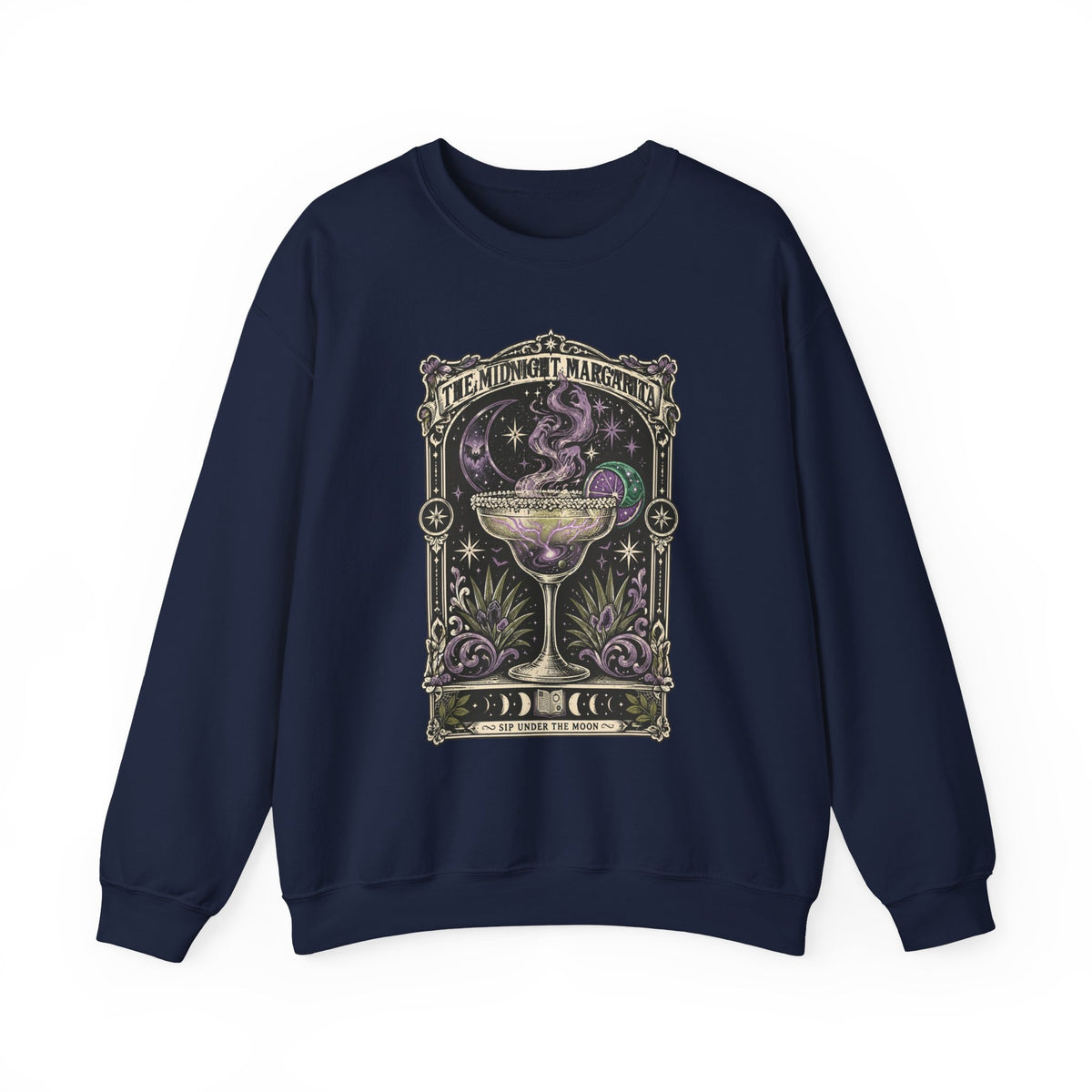 Midnight Margarita Illustration Sweatshirt | Moonlit Cocktail, Mystic Baroque