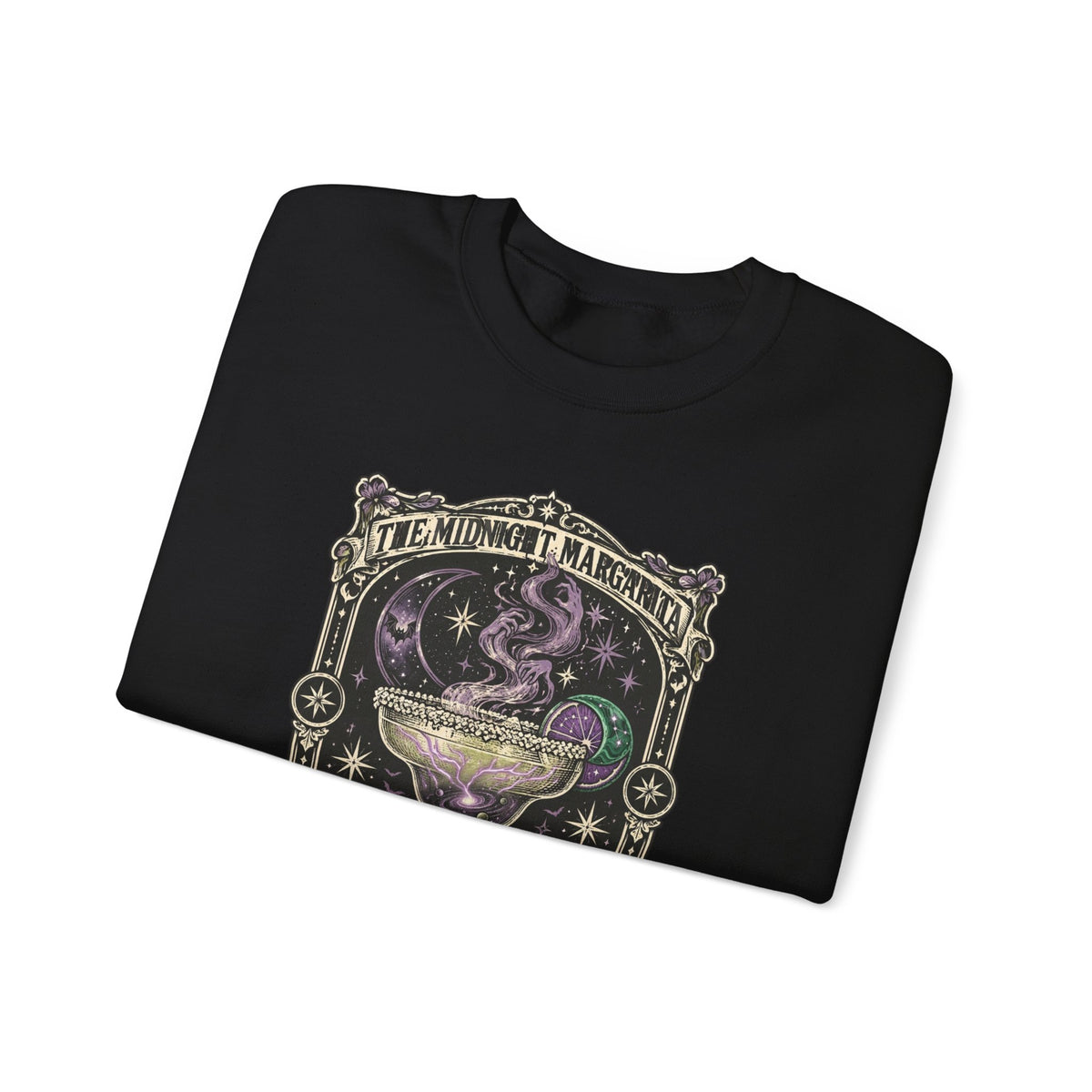 Midnight Margarita Illustration Sweatshirt | Moonlit Cocktail, Mystic Baroque