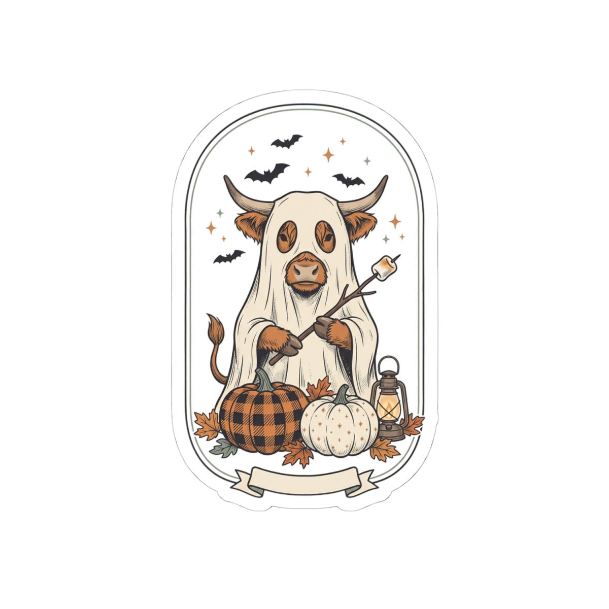 Ghost Cow Halloween Sticker | Spooky Animals, Fall Pumpkin Sticker
