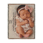 Personalized Photo & Message Woven Blanket – Custom Family, Baby, Pet & Keepsake Gift