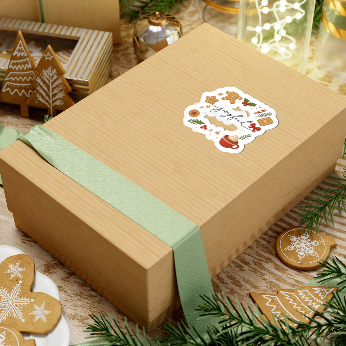 Joyful Holiday Sticker — Christmas Gingerbread & Cocoa Kiss-Cut Sticker Pack