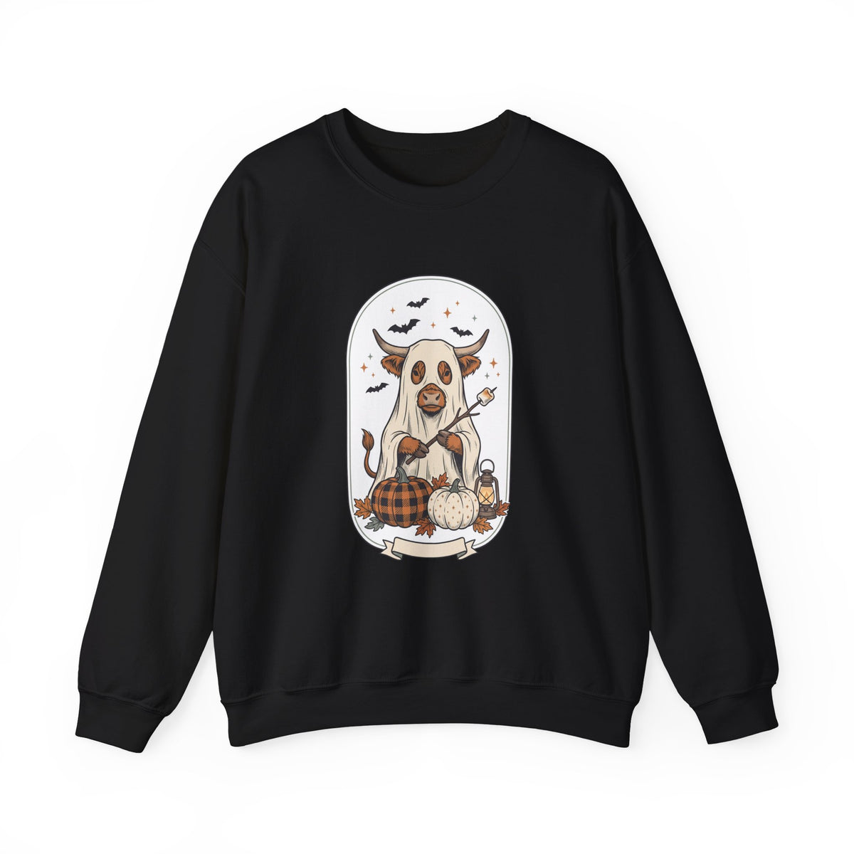 Spooky Cow Witch Illustration Sweatshirt | Halloween Animal Graphic