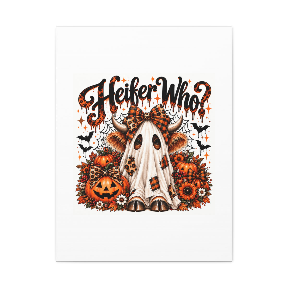 Halloween Highland Cow Ghost Matte Canvas