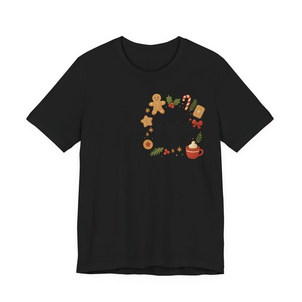 Joyful Christmas Tee — Holiday Gingerbread & Cocoa Graphic T-Shirt