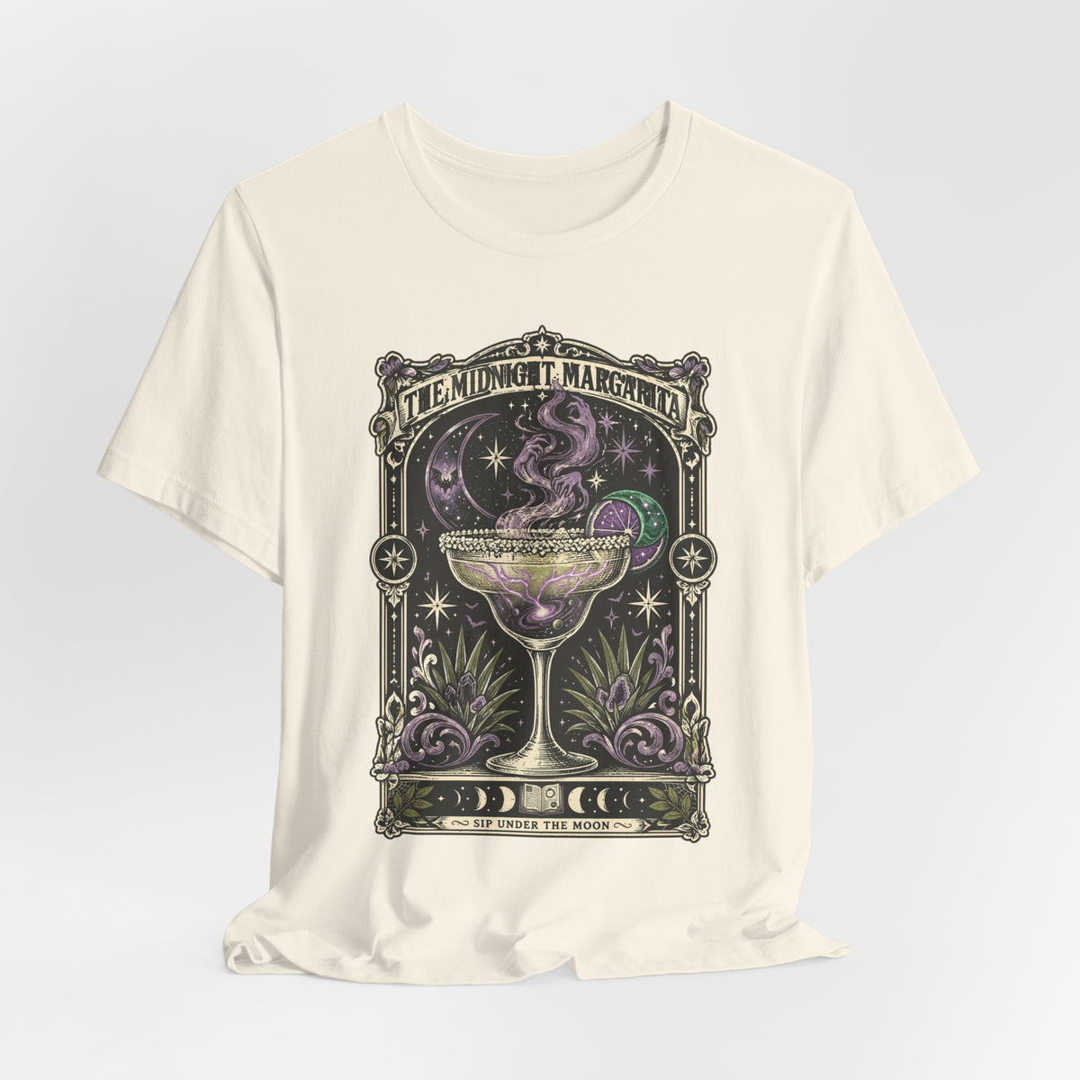 Midnight Margarita Illustration Tee | Vintage Cocktail Night, Moonlit Palms