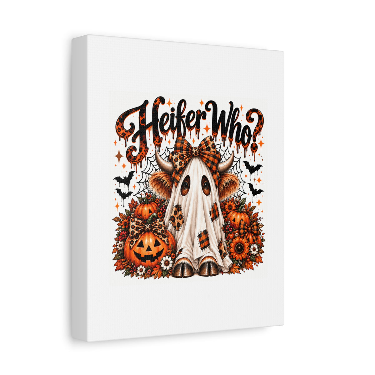 Halloween Highland Cow Ghost Matte Canvas