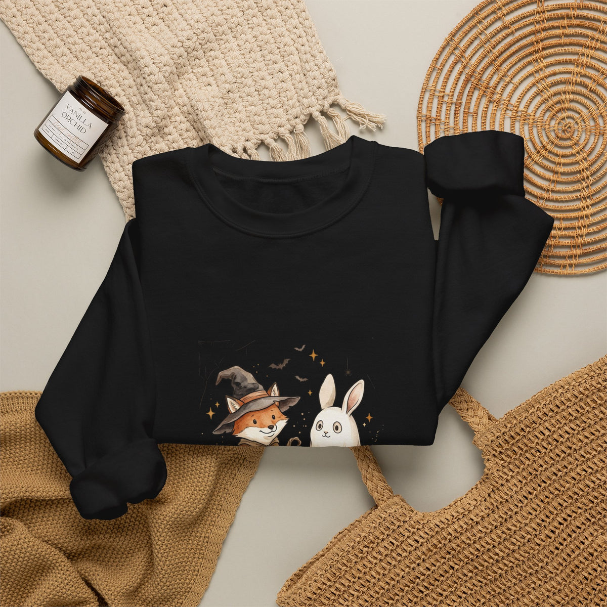 Cute Witch Fox & Ghost Bunny Halloween Sweatshirt | Spooky Animals