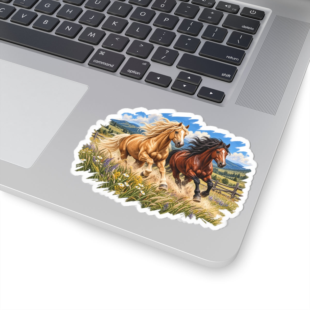 Running Horses Kiss-Cut Sticker — Wild Mustang Scene Sticker