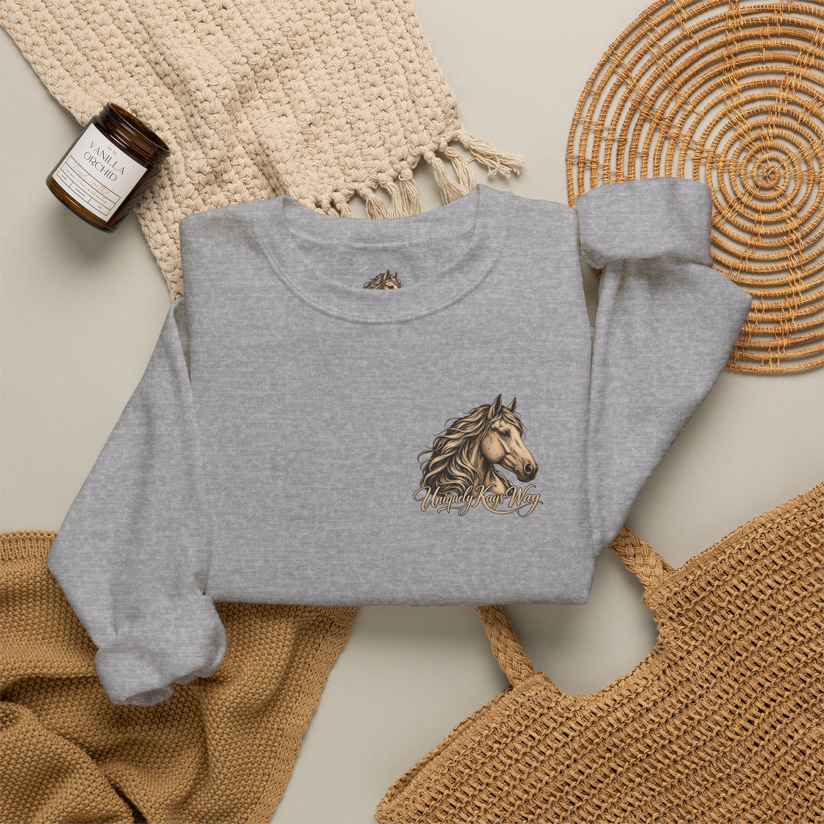 UKW Horse Collection - Palomino & Bay Sweatshirt - Equestrian Logo Crewneck