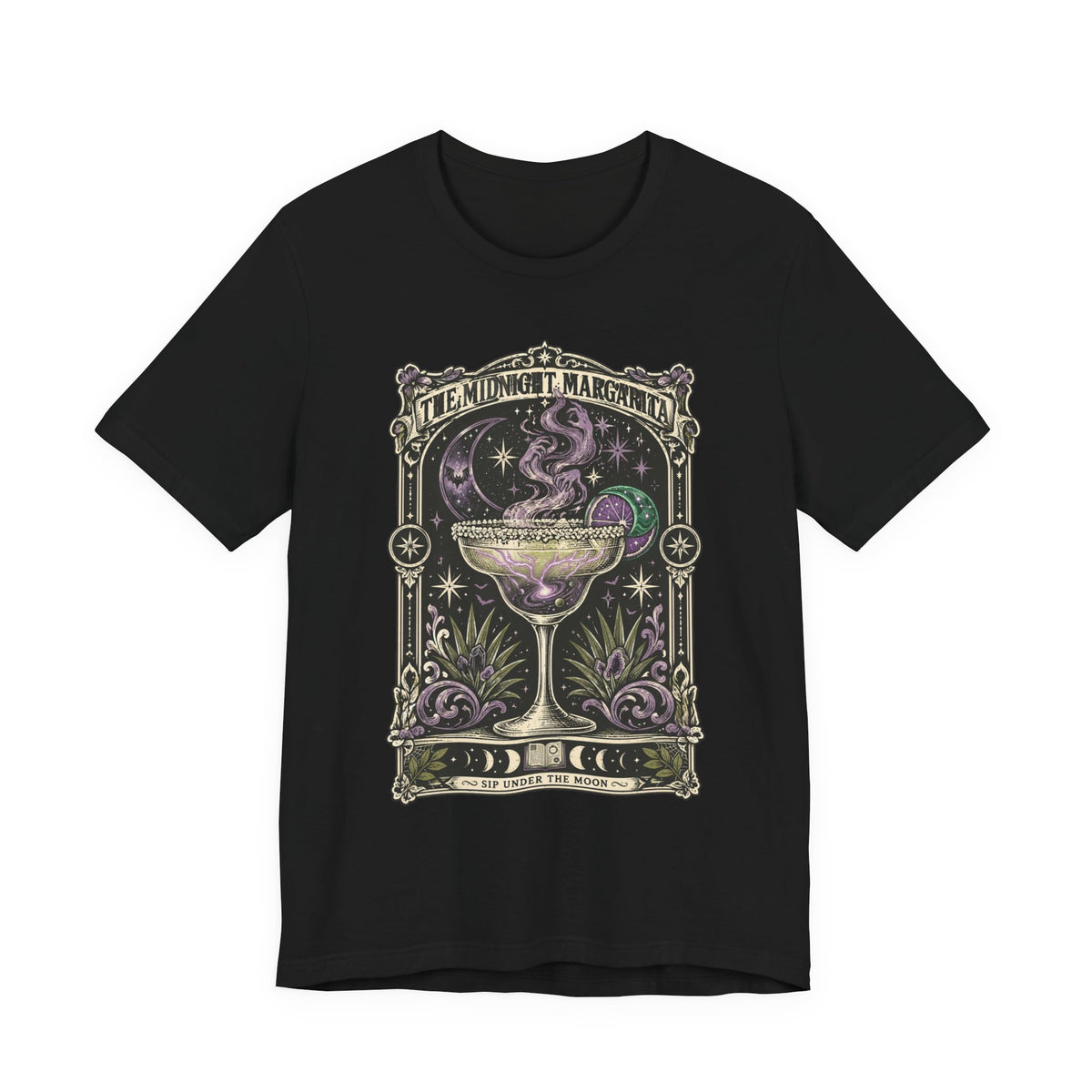 Midnight Margarita Illustration Tee | Vintage Cocktail Night, Moonlit Palms