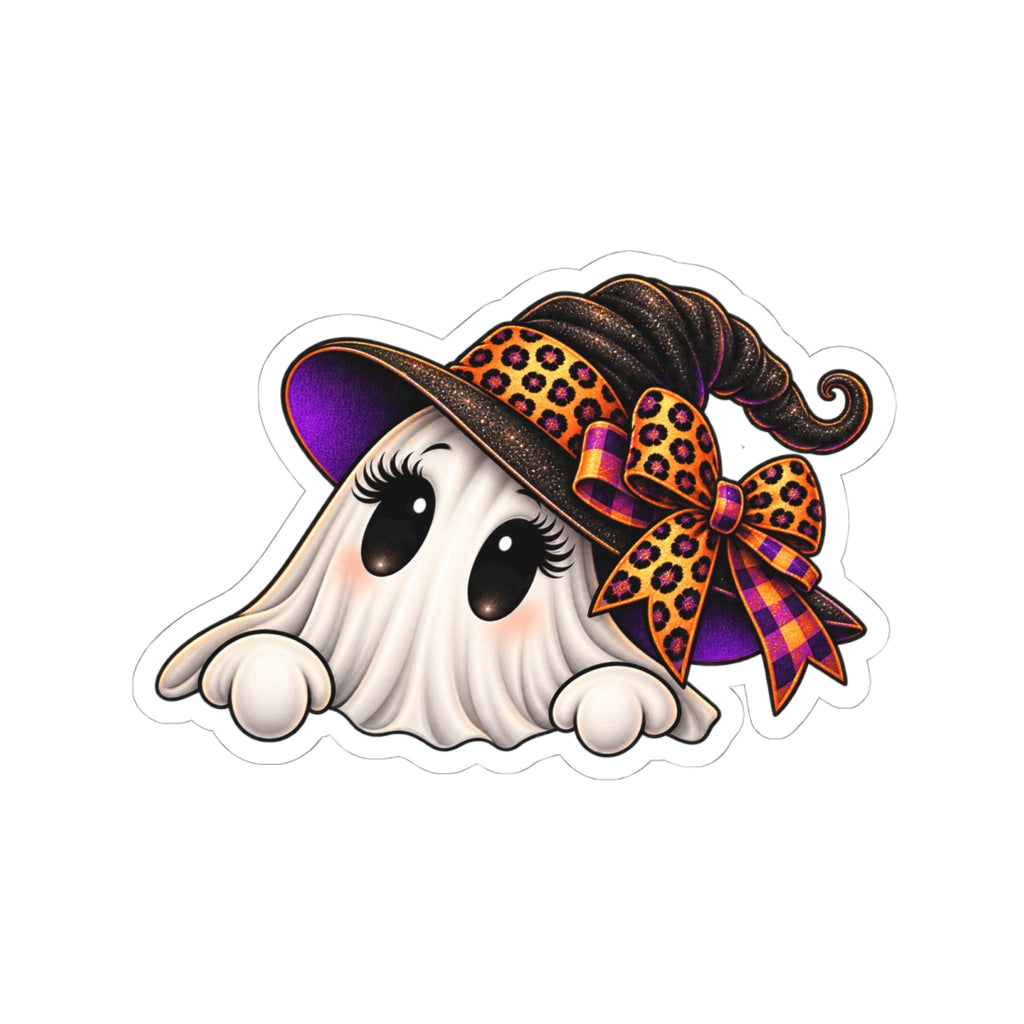 Cute Halloween Ghost Witch Kiss-Cut Sticker