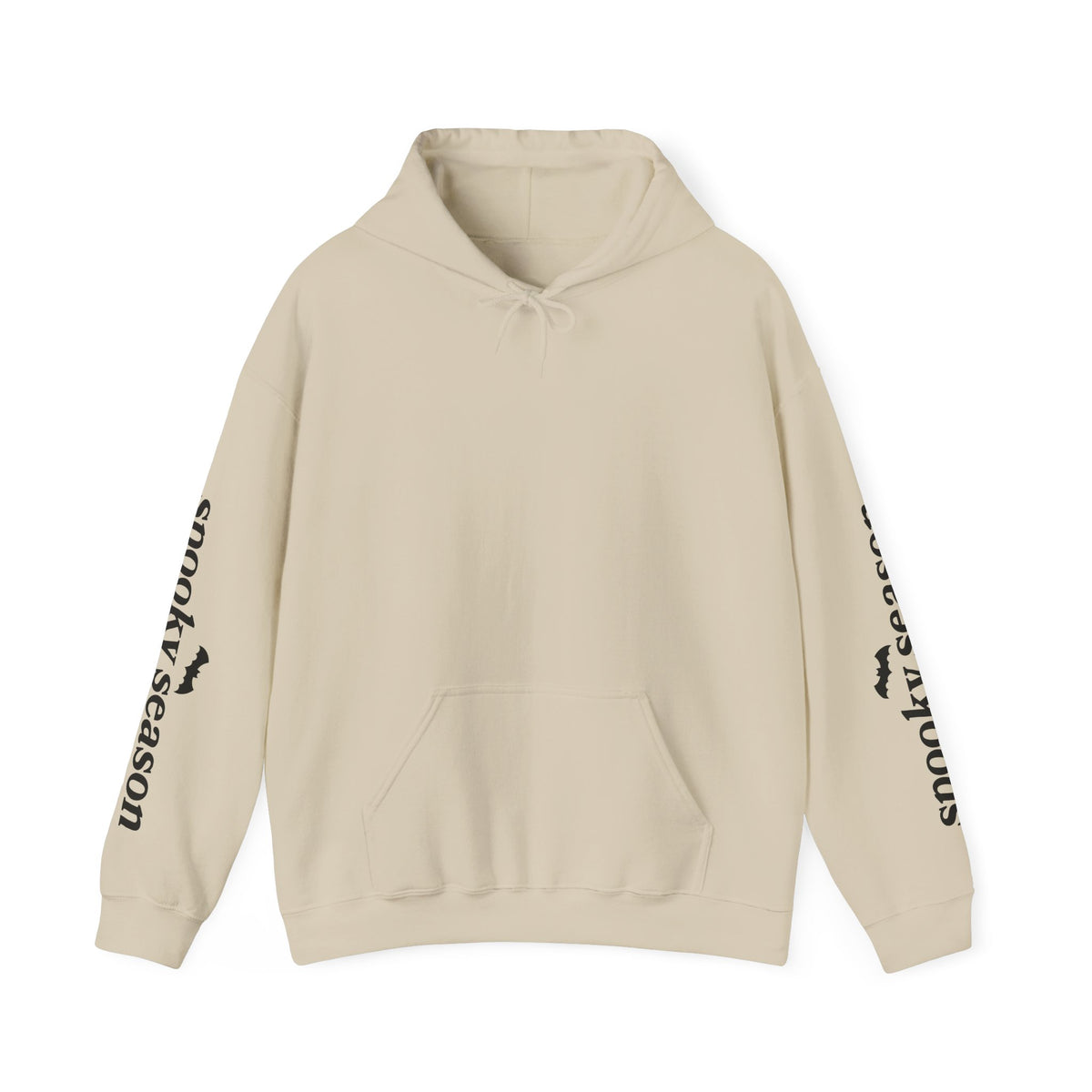 Spooky Season Ghosts Hoodie — Cute Halloween Pullover with Sleeve Text