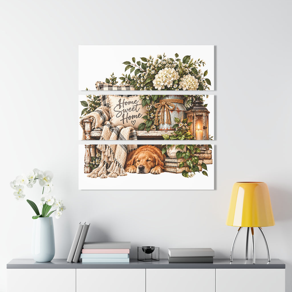 Home Sweet Home Farmhouse Dog Triptych Acrylic Print